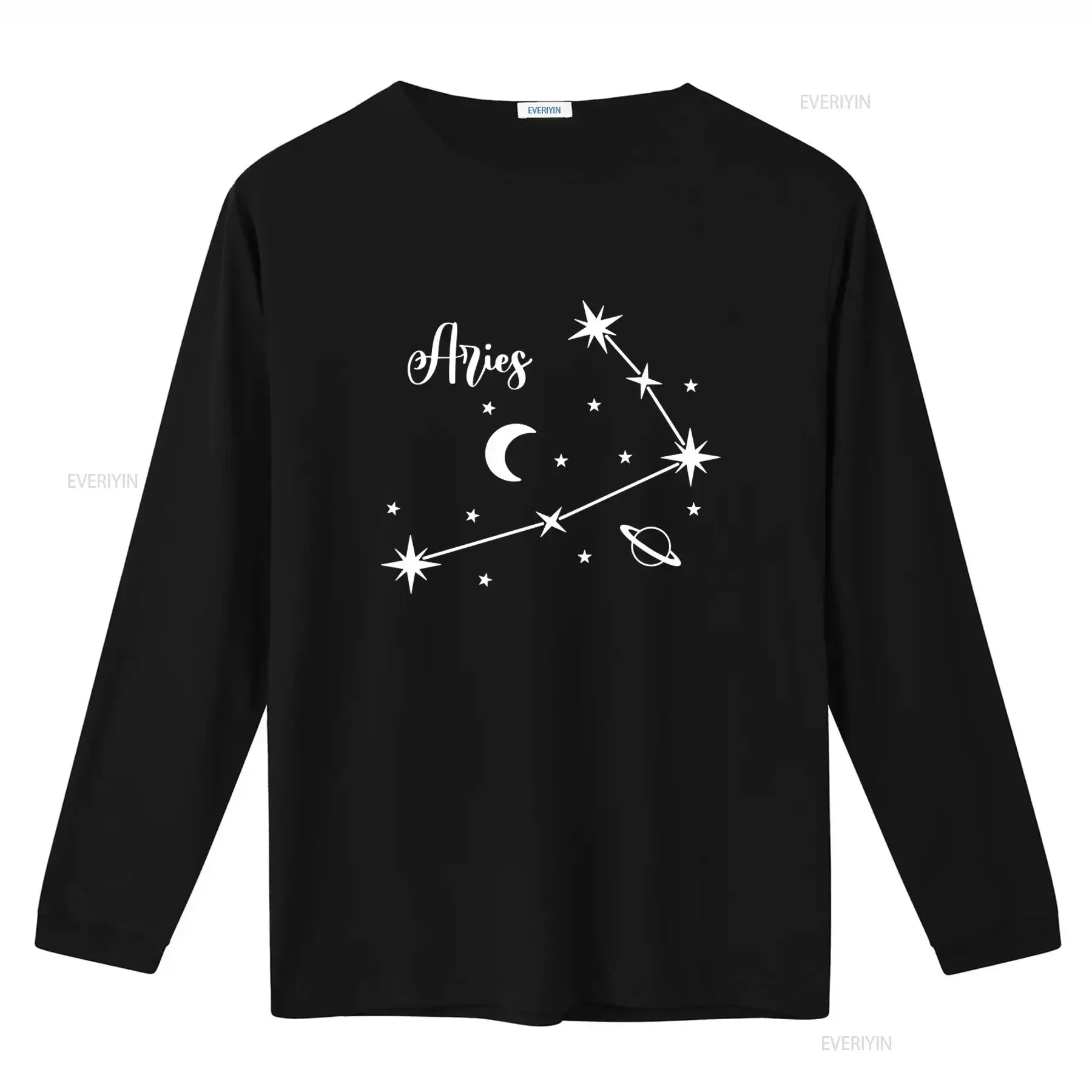 Aries T Shirt Zodiac Astrology for Horoscopes Sign with Moon and Planet Design vintage Washed Stretched Soft Casual streetwear