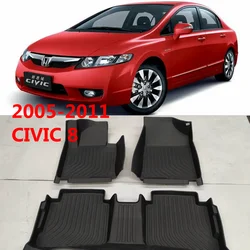 Use for 2005-2011 8th Honda Civic car carpet Civic car floor mat trunk mat Full Set Trim to Fit For Civic 8 waterproof floor mat