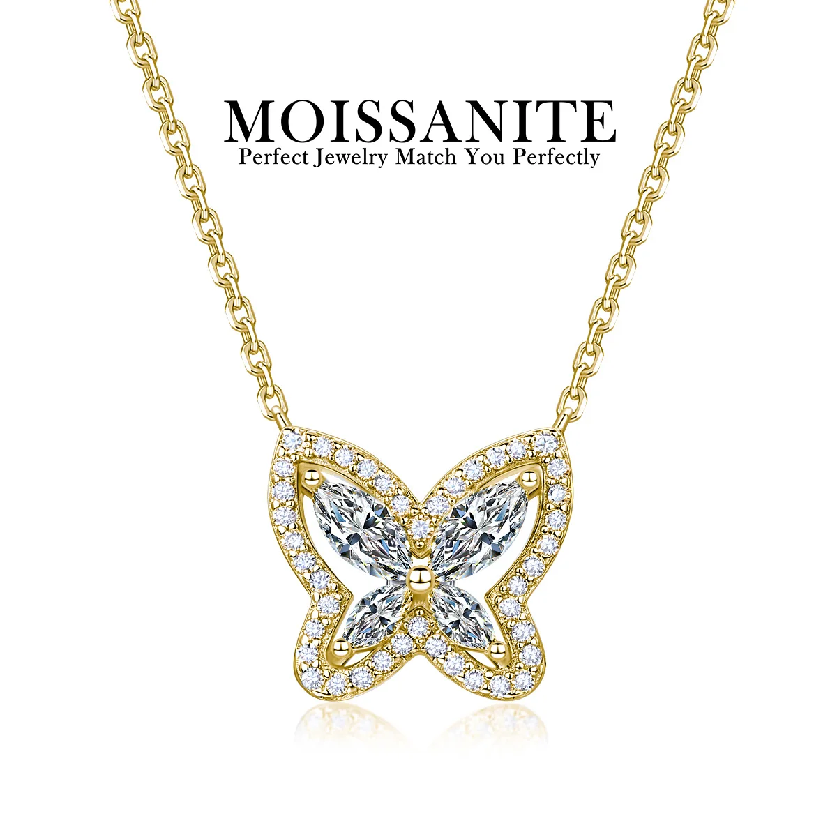 

1.01 CTW S925 Silver Full D Color VVS Moissanite Butterfly Necklace Light Luxury Full Diamond Dynamic Clavicle Chain