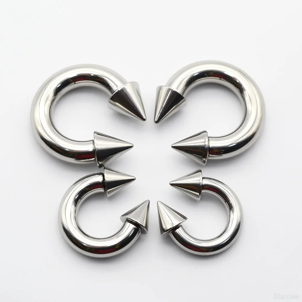 0G Punk Spike duże rozmiary gwint wewnętrzny stożek ze stali nierdzewnej okrągła sztanga Piercing przegroda kolczyk w nosie Hoop Helix kolczyki