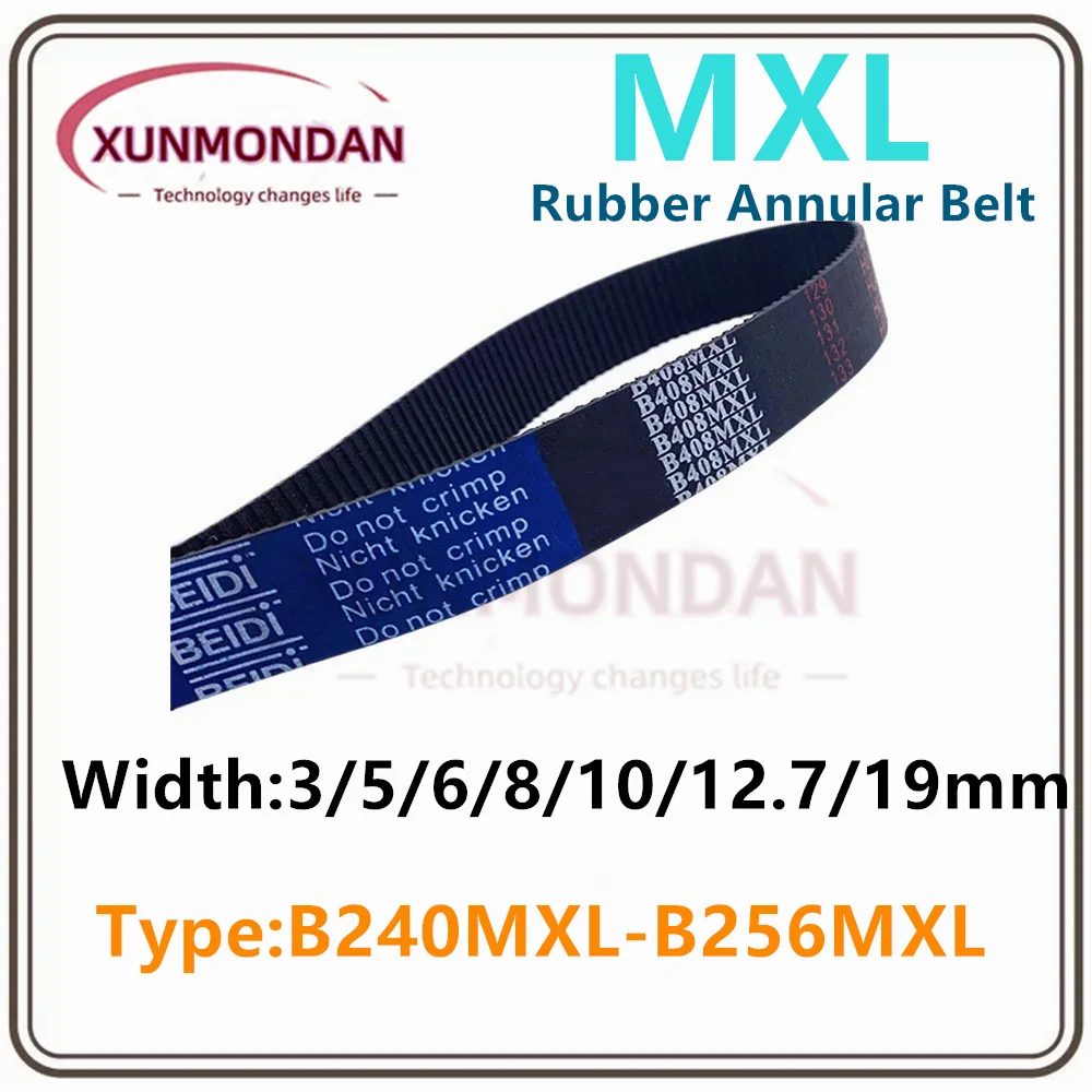 

MXL High torqueTiming BeltB240 B241 B242 B243B244 B245 B248 B249B250 B251 B255 B256 Width 3/5/6/8/10/19mm MXL Toothed Drive Belt