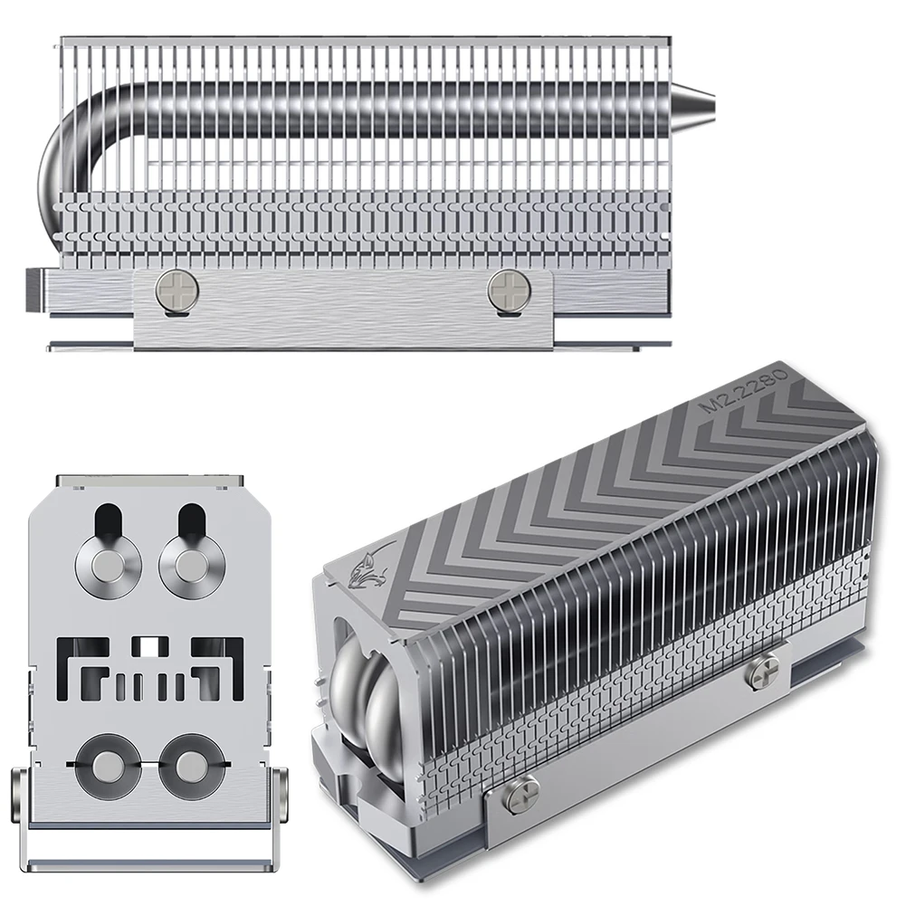 

M.2 2280 SSD Heatsink Solid State Drive Radiator 2xAGHP Heat Pipe Reflow Welding with Thermal Silicone Pad