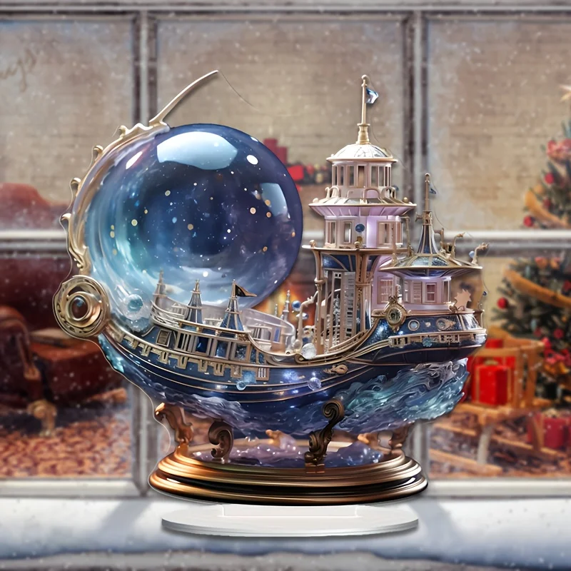 2D Flat Small Ornament Acrylic Boat/ornament with Bracket/perfect for Decorating Tabletops or Gifts view 4