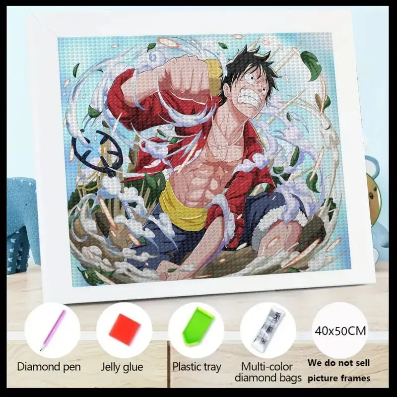 

1 шт. One Piece Monkey D. Luffy 5D комплект алмазной живописи, полная дрель, аниме, манга, искусство персонажа из мультфильма, сделай сам, кристалл, горный хрусталь, драгоценный камень