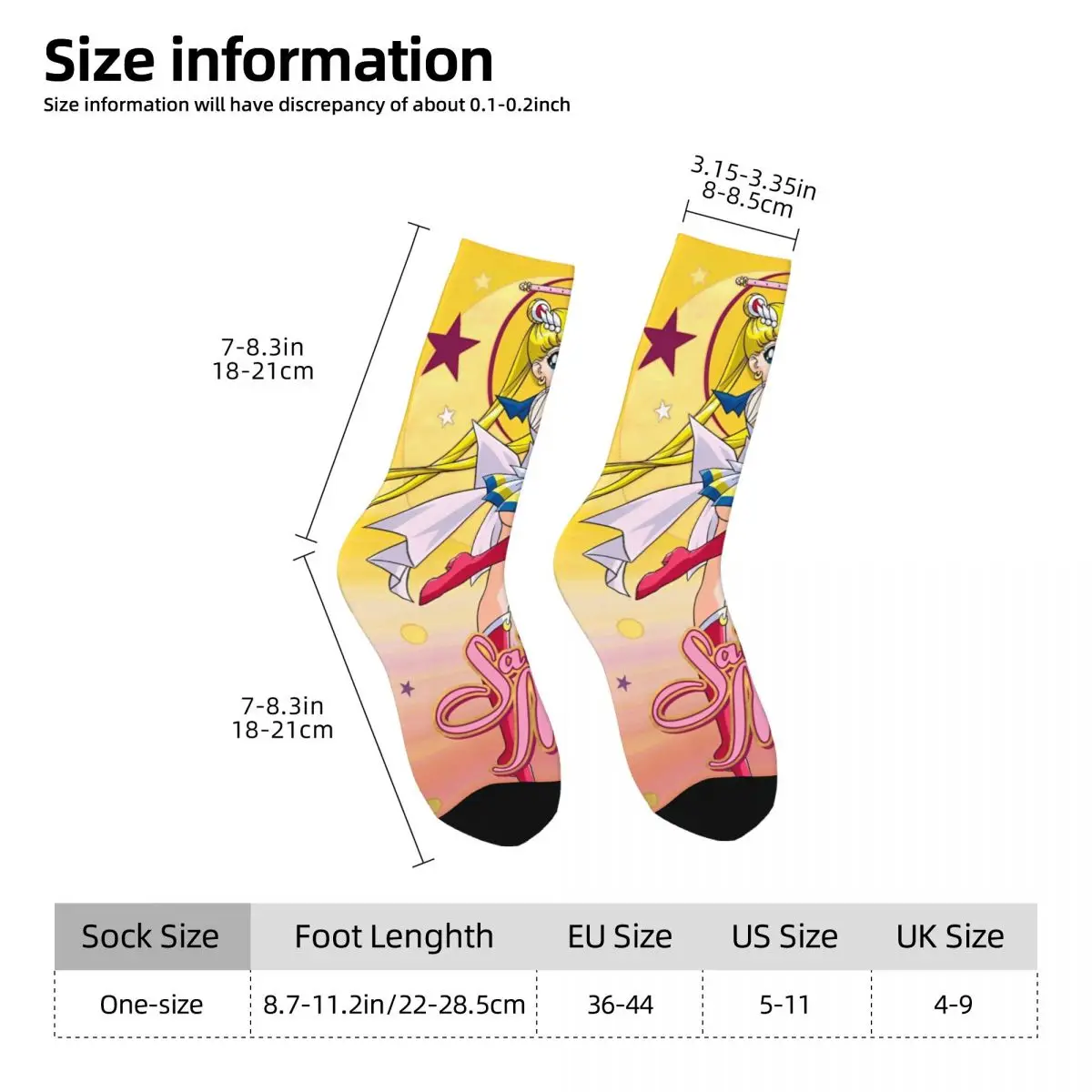 Chaussettes de skateboard imprimées coordonnantes pour hommes, bas fantaisie, S-Sailor, Moons Moon, confortables, automne