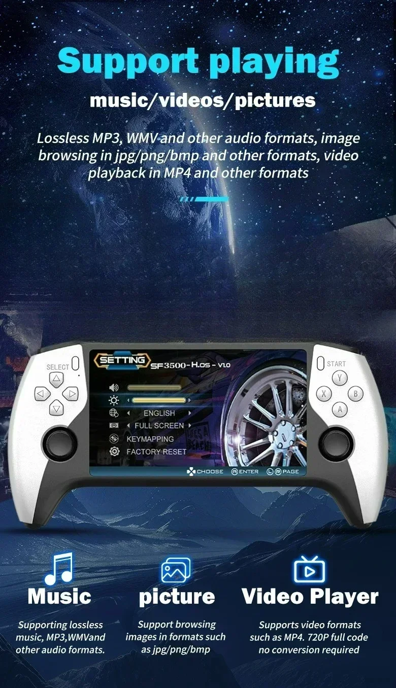 Retro Handheld Game Console Linux System 5 Inch Ips Screen Player_voghion.com