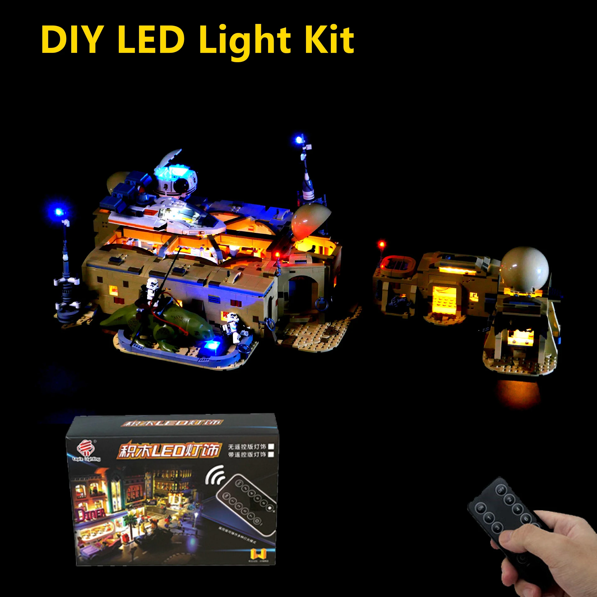 

Комплект светодиодных фонарей «сделай сам» 75290 Mos Eisley Cantina, модель строительного блока, пульт дистанционного управления, аксессуары для декоративного освещения, только светильники