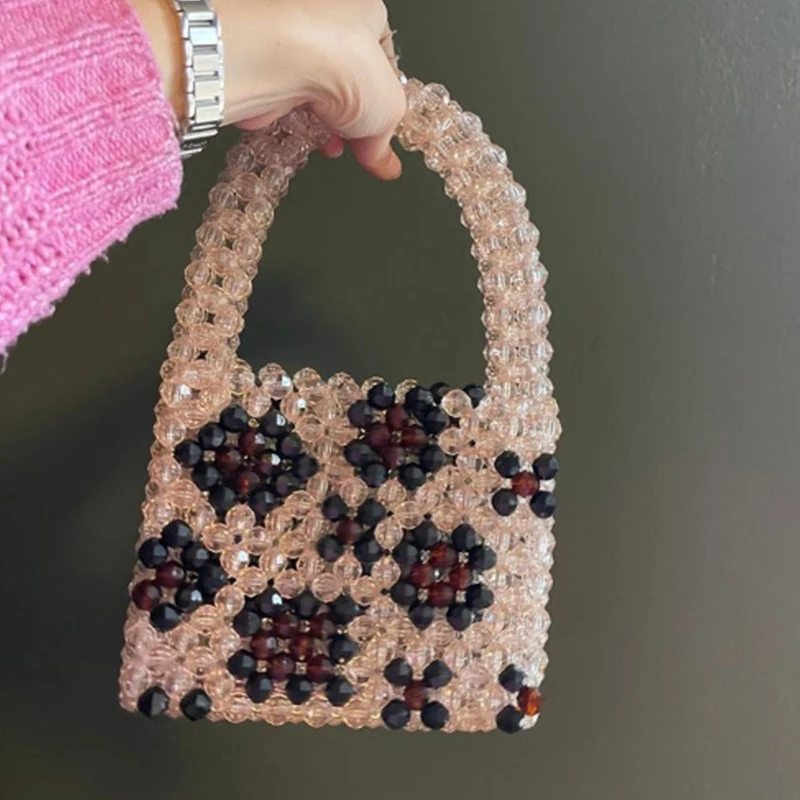 

New Handheld Women's Bag Hand Woven Beaded Small Square Bags for Women Customizable Color Personalized Design Flip Up Handbag