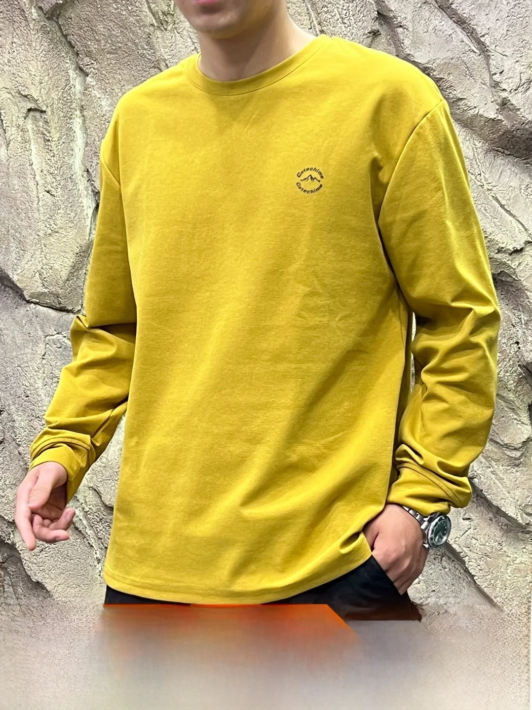 Outdoor Men's Long Sleeve round Neck Base Shirt Moisture Wicking Breathable Cationic Micro-Pore Technology Autumn Winter Spor...