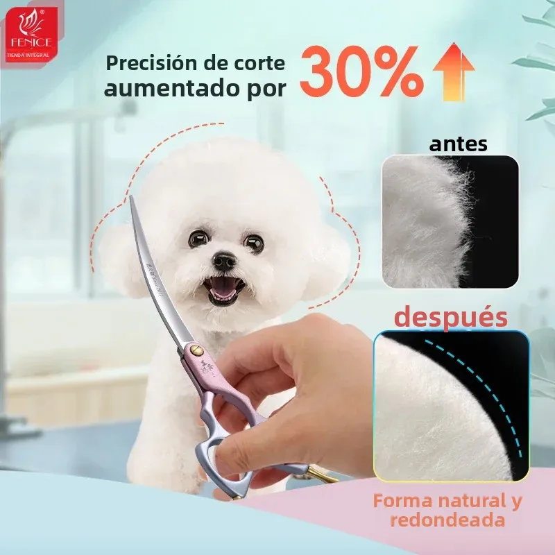 Tijeras peluquería perro Fenice Serie King autoafilables ligeras - imagen 2