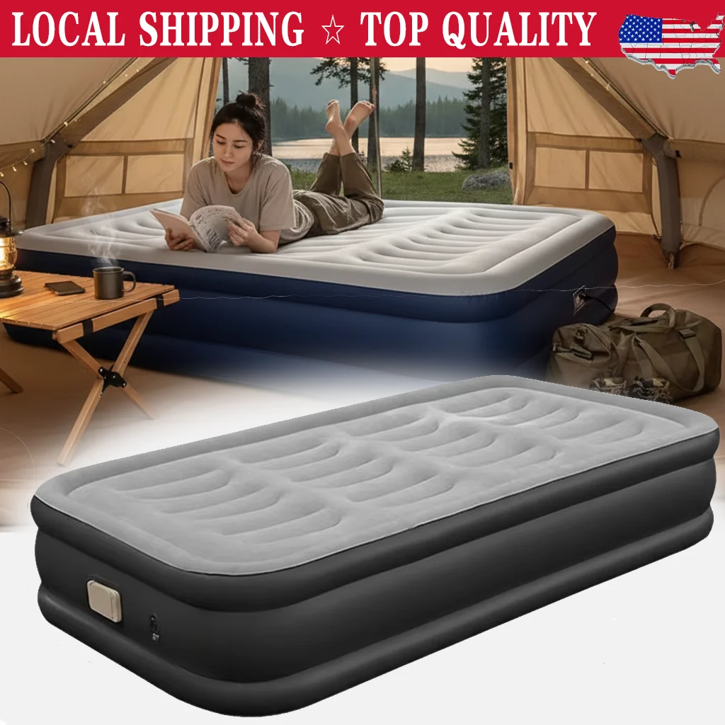 Cama individual de PVC para exteriores, colchón inflable con bomba integrada, cama portátil para invitados en casa, Camping al aire libre, viaje