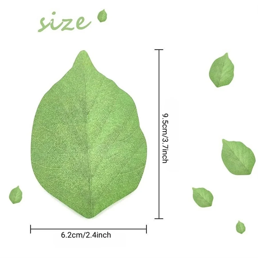 50 Sheets/Pad Creative Green Leaf Shaped Sticky Notepad, Photo Wall Refrigerator Decoration Sticker, Novelty Memo Note Pad for H