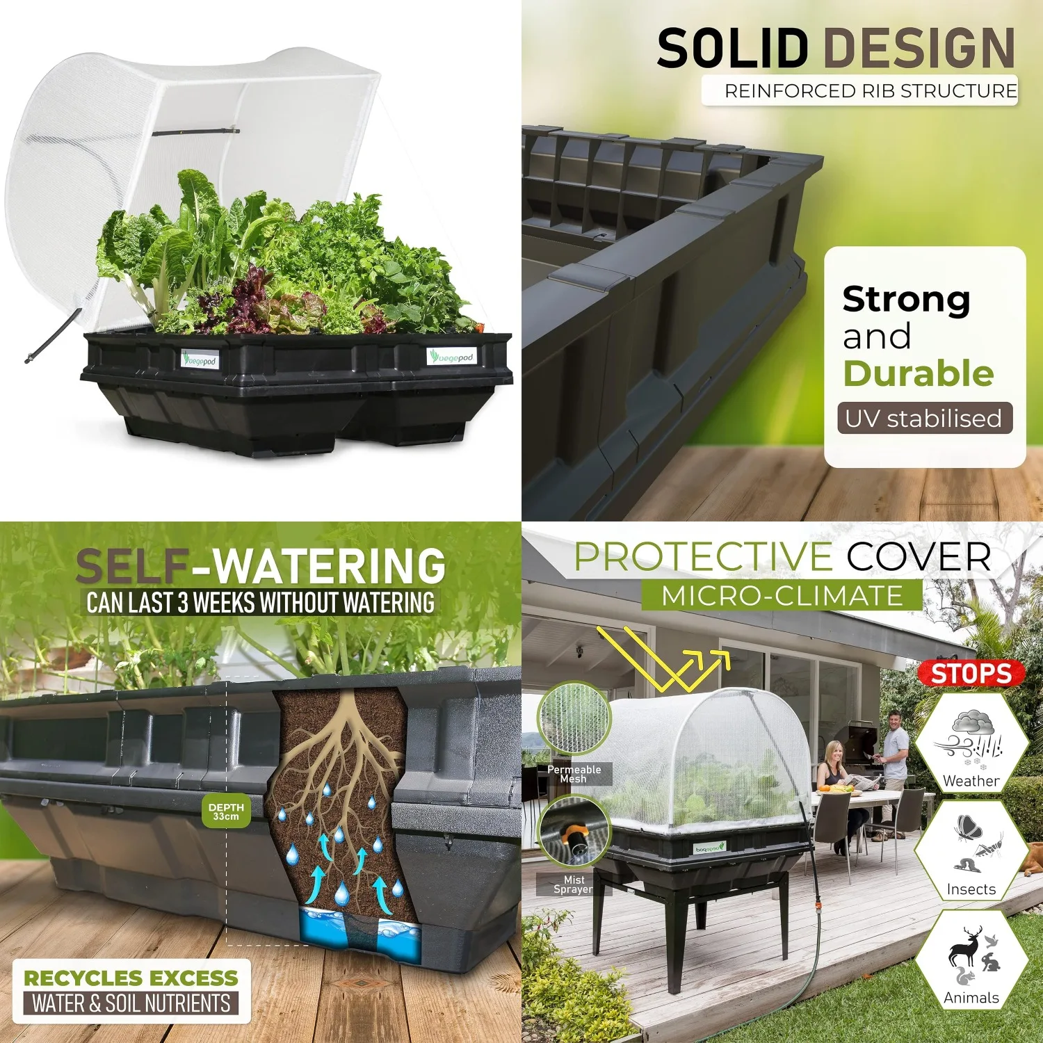

Raised Garden Bed Self Watering Container Kit with Protective Cover Elevated Waist Height Medium Size, Customized