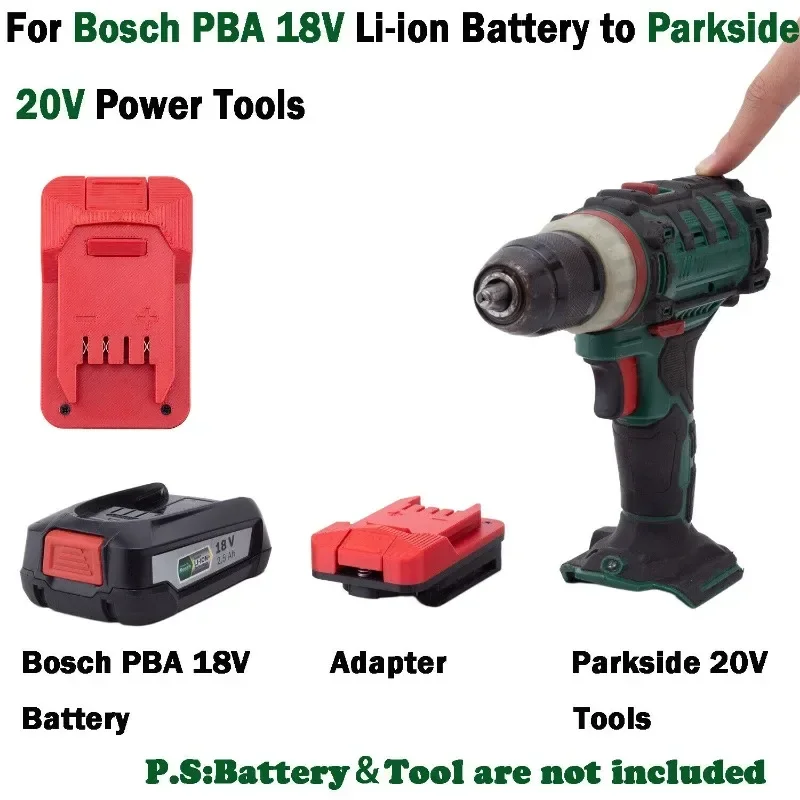 Battery Adapter Converter For Bosch Green PBA 18V Lithium To for Lidl Parkside X20V Power Tools (Not include tools and battery)