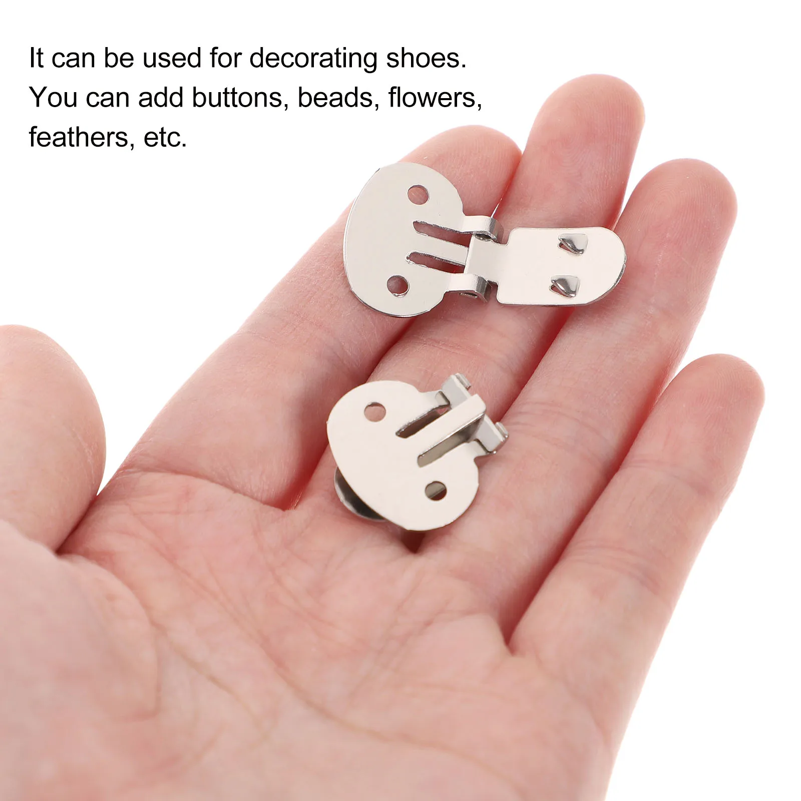 10 pçs clipes de sapato de aço inoxidável plana em branco diy descobertas fivela de metal acessórios para enfeite de sapato feminino