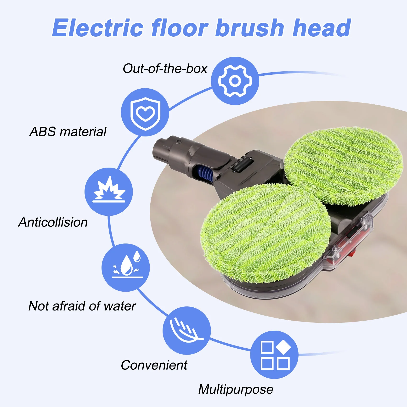

WHYY-For Dyson V15 V11 V10 V8 V7 Vacuum Cleaner Electric Mop Head Attachment With Detachable Water Tank 6 Reusable Mop Pads