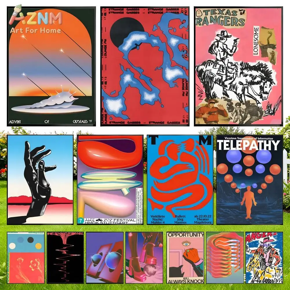 

Настенный холст AZNM в стиле ретро 70-х годов с психоделическим абстрактным рисунком, винтажный постер с градиентным закатом и типографским принтом, яркий красочный постер с изображением Техаса