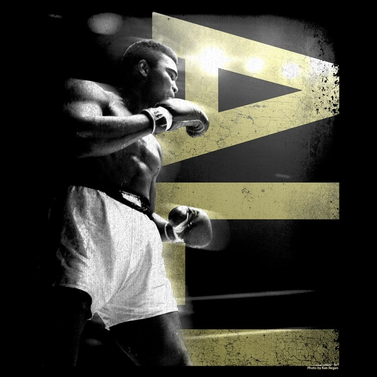 محمد علي في موقف الملاكمة مع علي في الحروف الذهبية الأسود الكبار تي شيرت 100% القطن موضة الاتجاه نمط للجنسين بلوزات فضفاضة