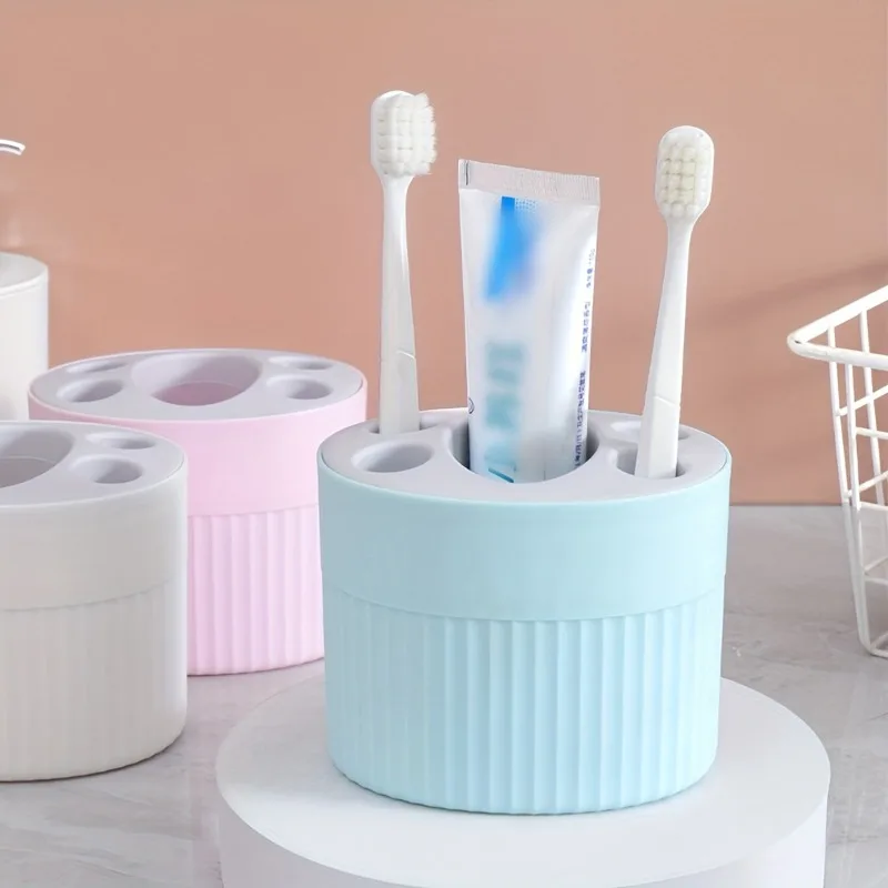 【セール中】シンプルでスタイリッシュなプラスチック歯ブラシと歯磨き粉オーガナイザー 1 個 - バスルームアクセサリー用自立歯ブラシホルダー