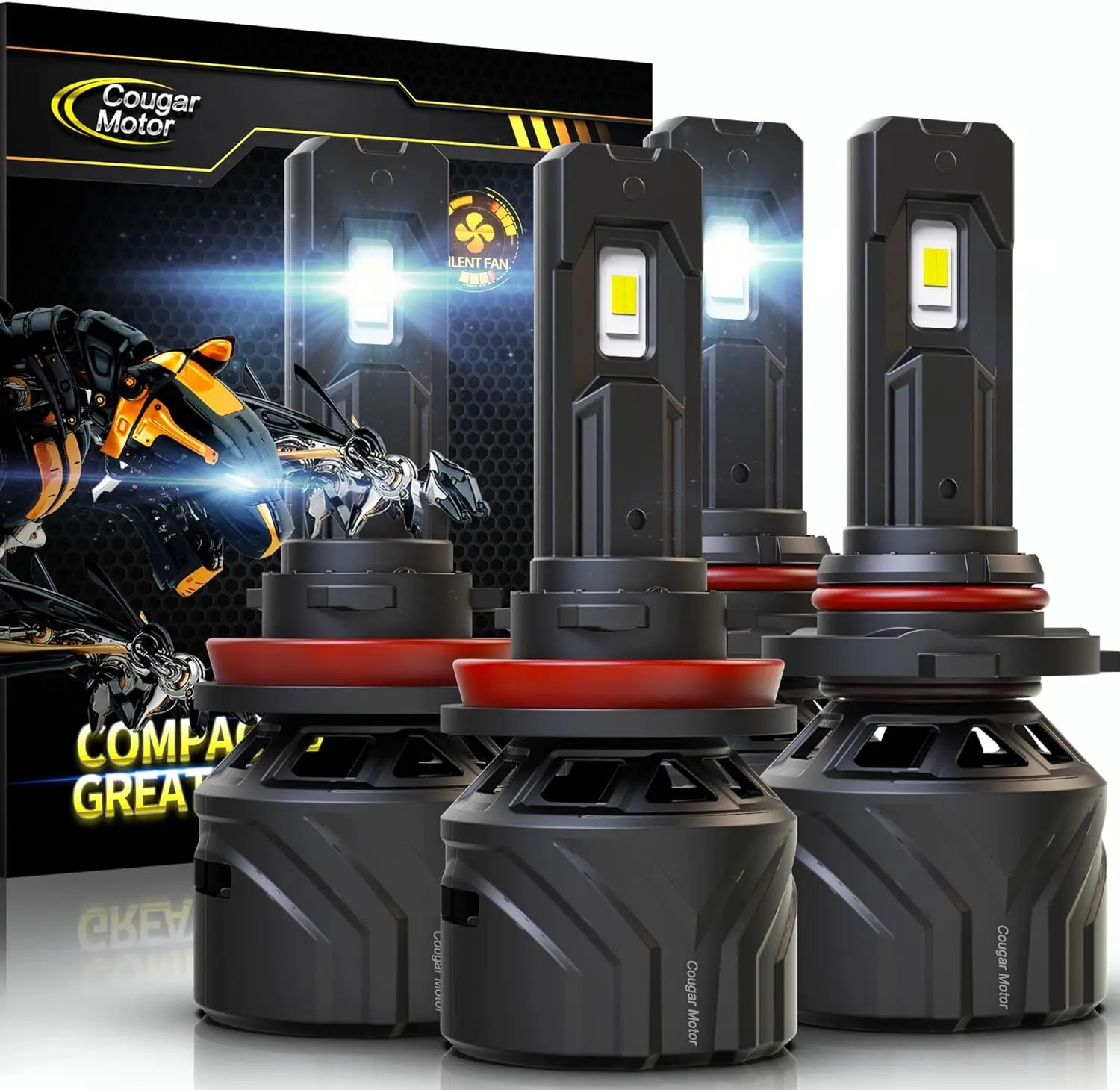 

9005 H11 Fog Light Bulbs, HB3 H8 H9 Combo (2 Sets) 6500K White Non-Polarity Plug and Play - Pack of 4
