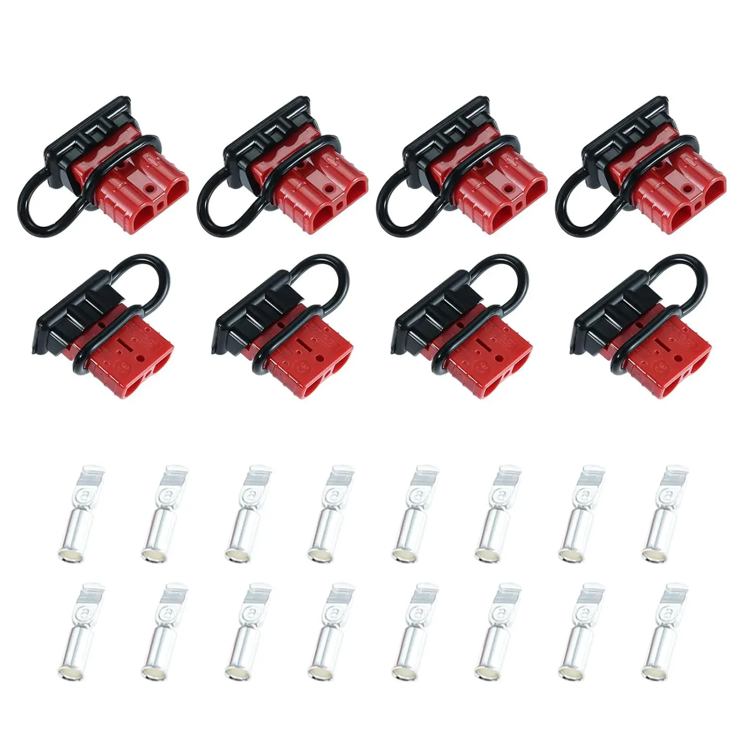 8Pcs Car 50A Battery Terminal Cable Quick Connect Disconnect Connector with Dust Cover Fit 6-10 AWG 12-36V Wire Harness Plug Kit