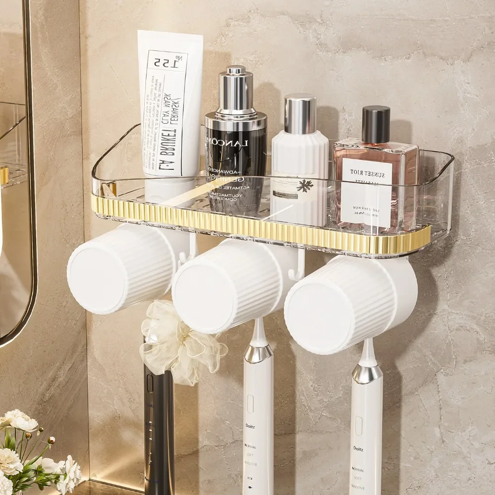 1 Stück Wandmontiertes Bohrfreies Badezimmer-Eckregal Platzsparendes Aufbewahrungsregal für Handtücher Shampoo Toilettenartikel Badezimmer-Organizer