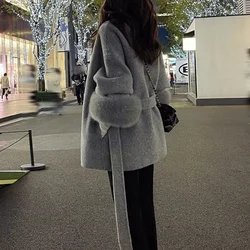 Real Wool Fur Coat Women's High End Double-sided Wool Strapping Removable Cuffs Fox Fur Temperament Cashmere Short Jacket