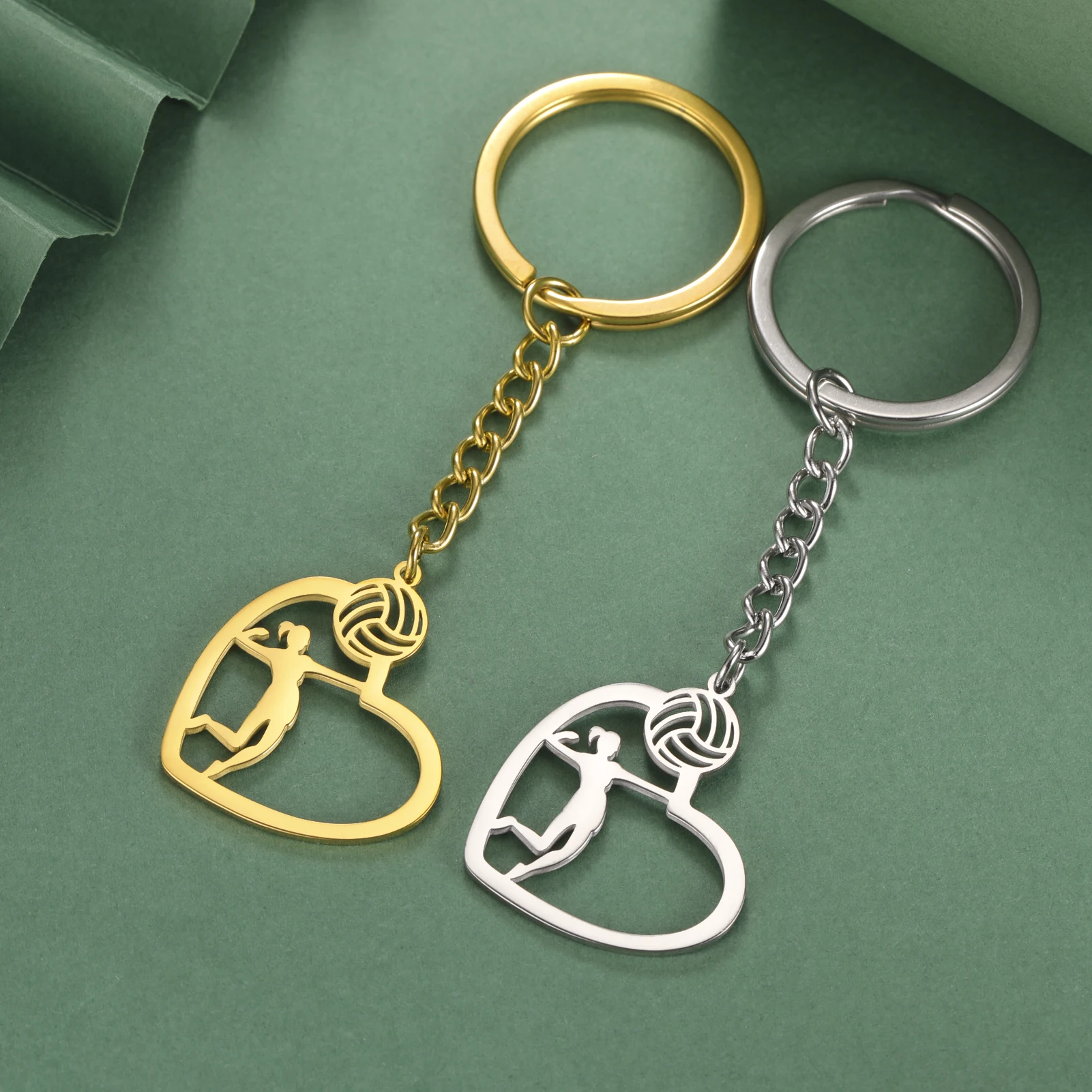 Unift سلسلة مفاتيح رياضية للكرة الطائرة للفتيات في القلب ، سلسلة مفاتيح جذابة من الفولاذ المقاوم للصدأ ، إكسسوارات حقائب فريق المدرسة #3