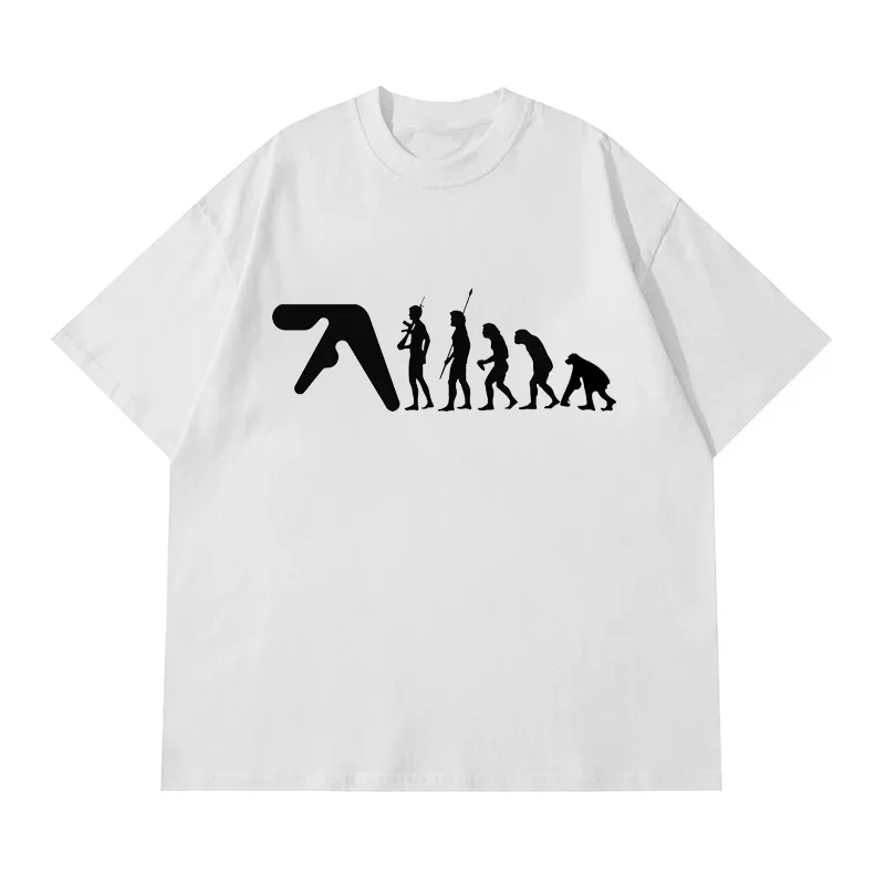 Men T-Shirt Aphex Twin Oversized Cotton Tops Harajuku Short Sleeve Tee Y2k Streetwear Korean Fashion Vintage Aesthetic Clothing