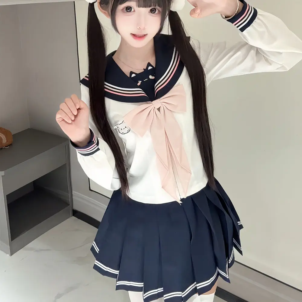 

Японский матросский костюм для девочек, униформа JK, милый матросский наряд для девочек, осенне-зимняя школьная форма в студенческом стиле для старшеклассниц
