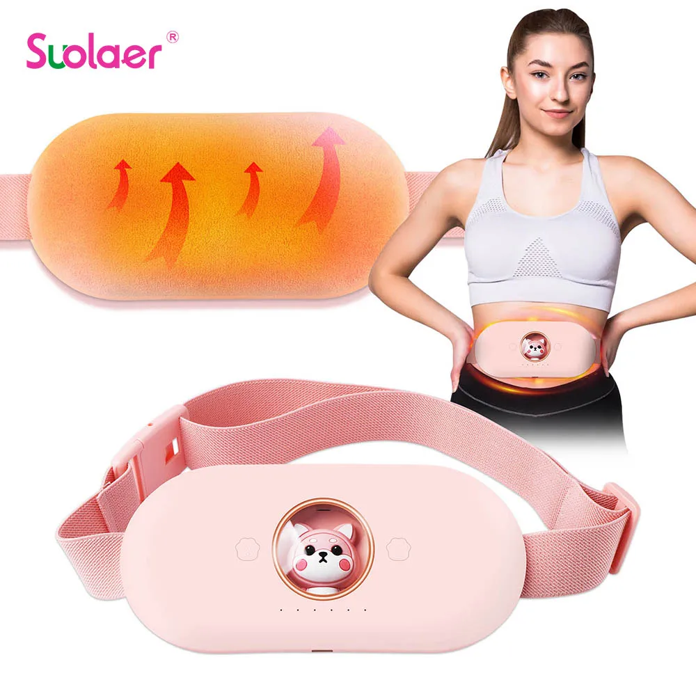 Menstrual Heating Pad Abdominal Massager Smart Warm Palace Belt Waist Vibration Massage Device for Cramps Period Pain Relief