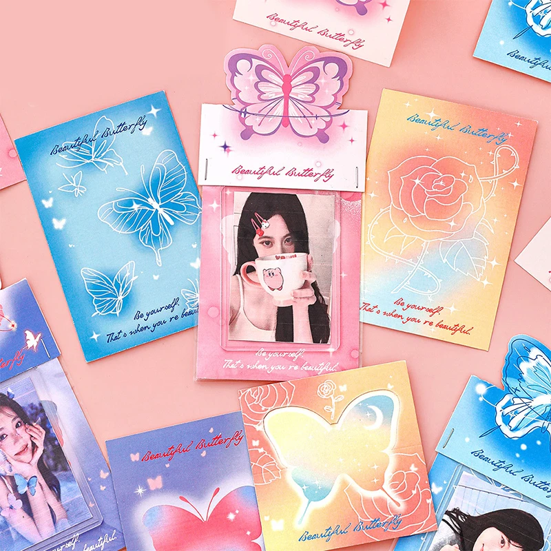 10 buah Kawaii Butterfly Card Head Back Card kertas Cute Cut Sticky Notes Self Printed DIY kartu kemasan kertas bahan