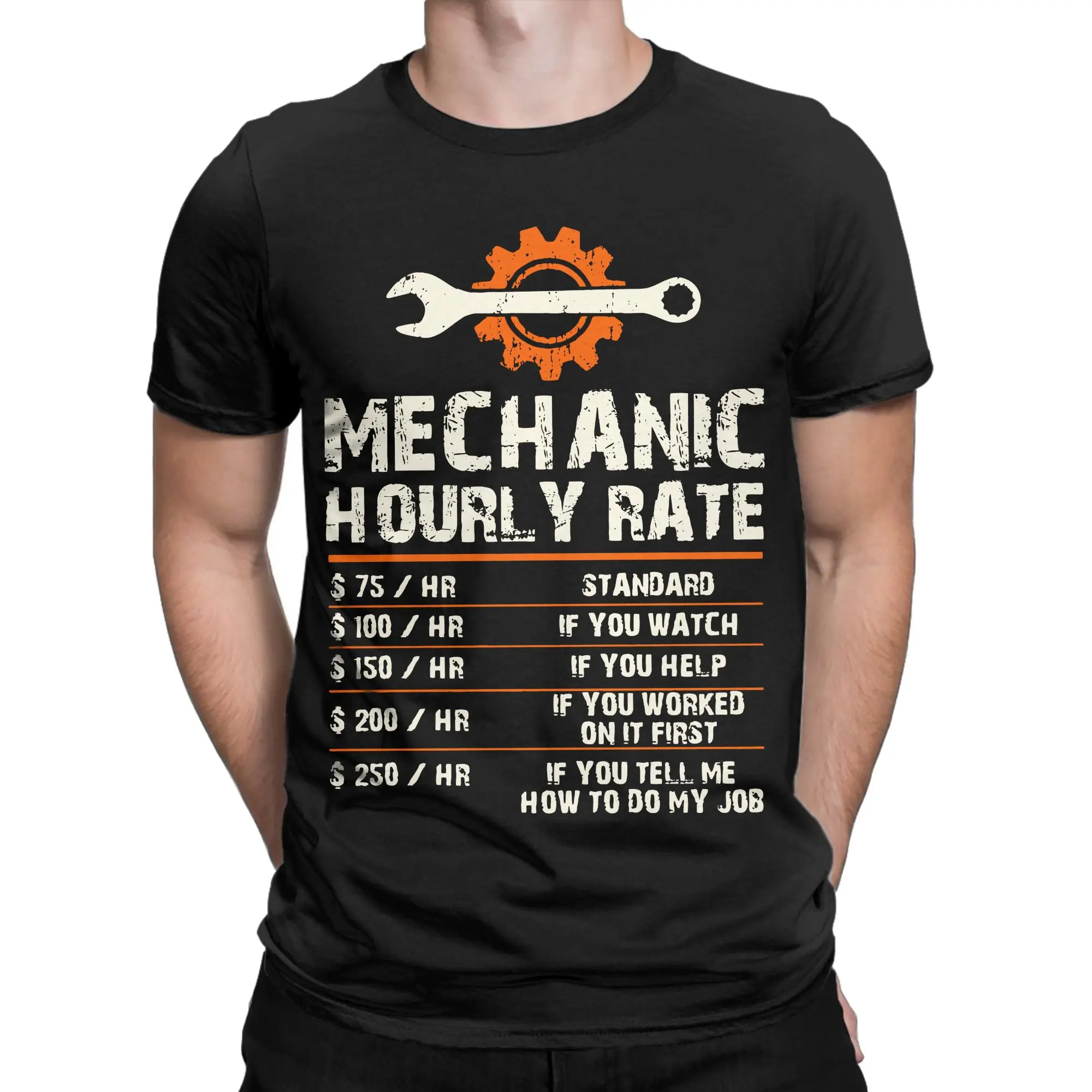 Men Women's T-Shirts Funny Mechanic Hourly Labor Rates Vintage Pure Cotton Tees T Shirts Round Collar Clothes Gift Idea