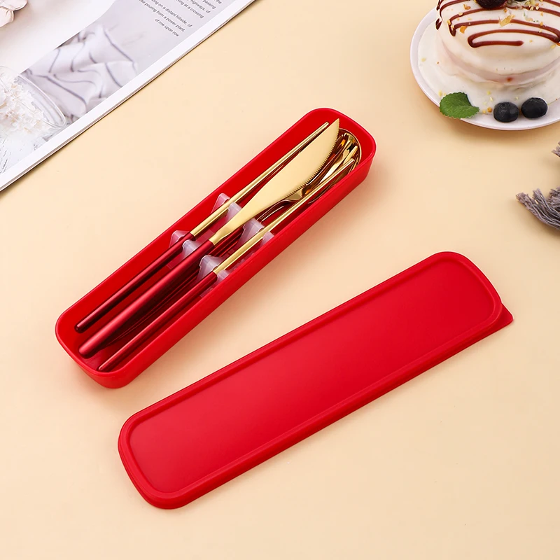 Portable Tableware Sets 304 Cutlery Set Stainless Steel Dinnerware Set High Quality Spoon Chopsticks With Case Camping Tableware