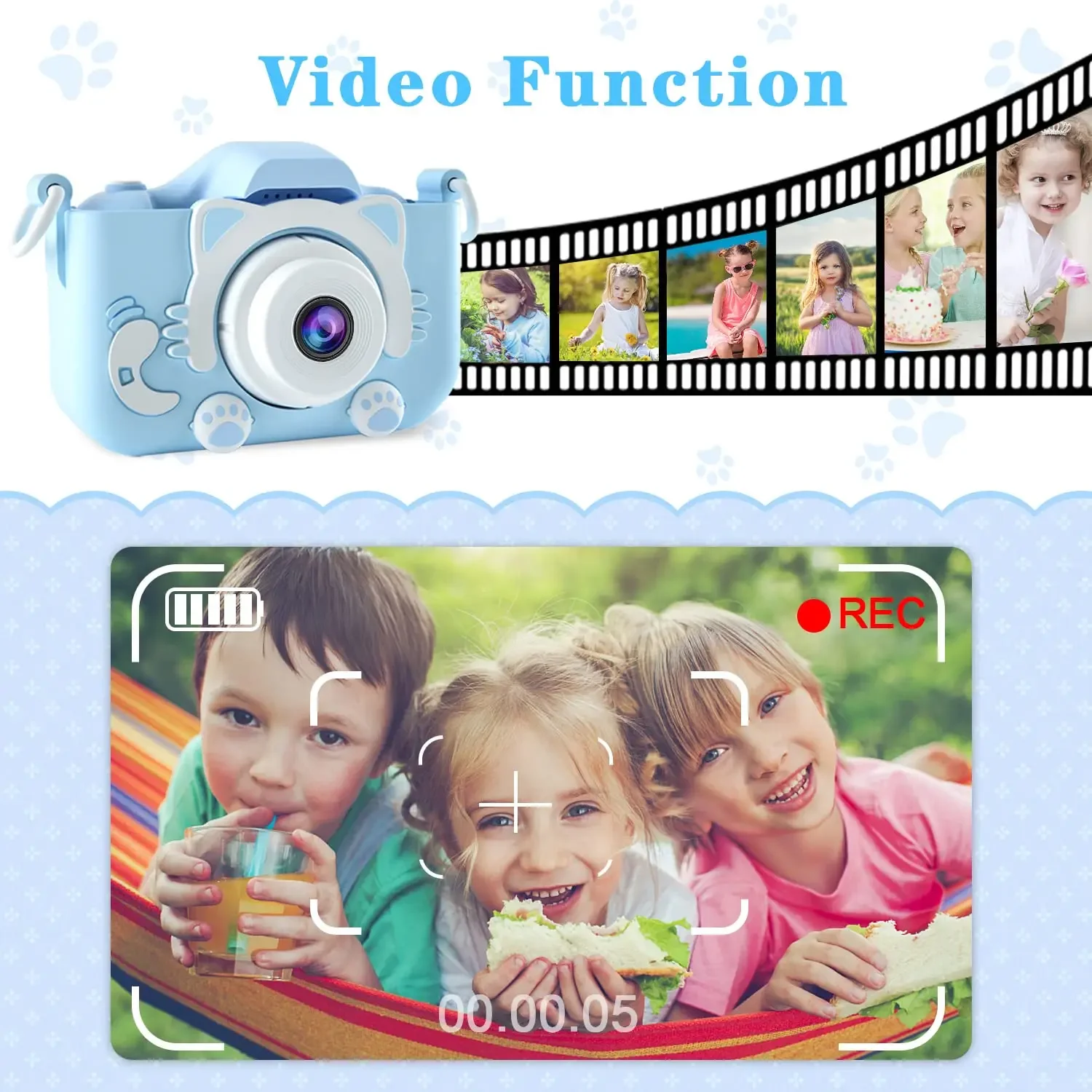 Kids' Camera with 64GB Memory Card, 48MP Resolution, 1080p HD Recording Perfect Holiday or Birthday Gift for Boys and Girls.