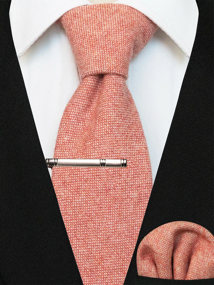 Set Dasi Wol Pria Berkualitas Tinggi Katun Solid Buatan Tangan Dasi dan Saputangan untuk Pernikahan Bisnis Pesta Jas Kemeja Hadiah Aksesori