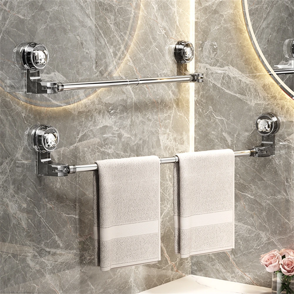 Bathroom Towel Rack Holder Adjustable Removable Suction Cup Towel Bar Towels Holder For Shower Bathroom Accessories