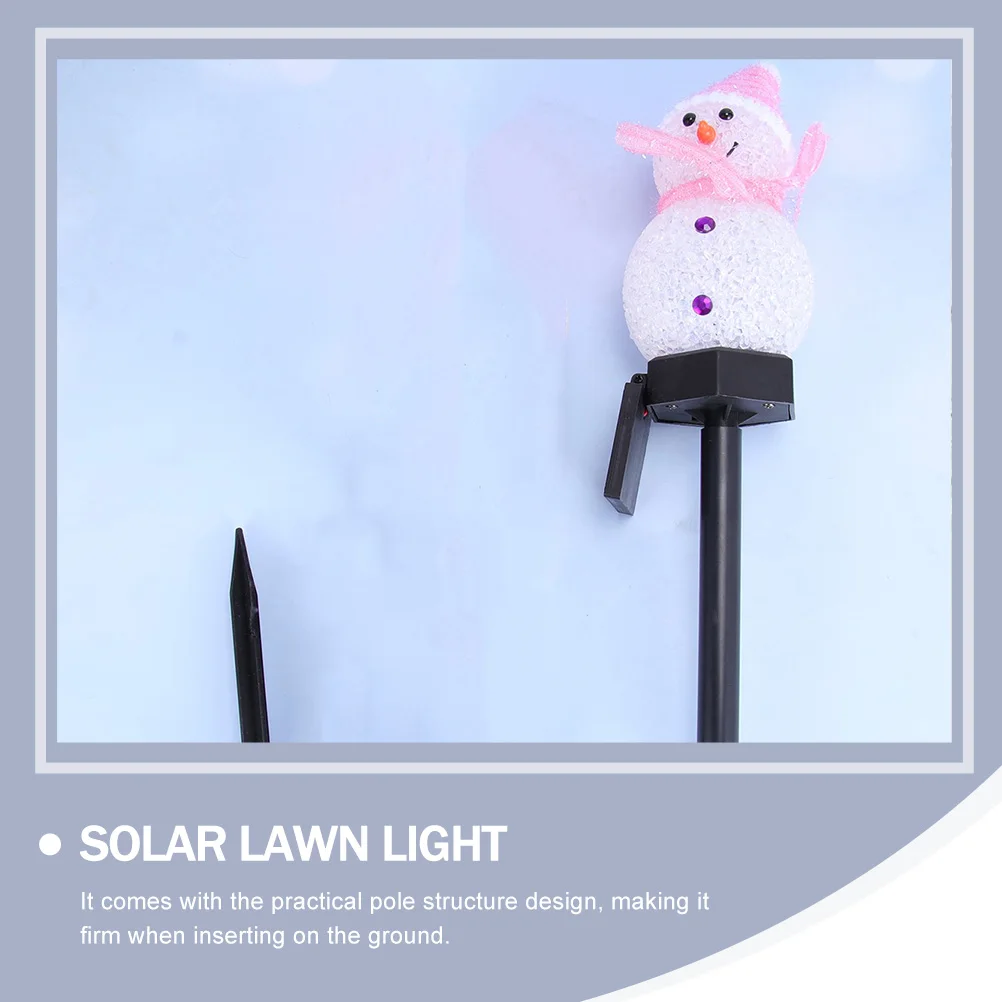 

1pc Solar Snowman Lamp Durable Outdoor Garden Light Lawn Yard Adornment Ground Inserting Decorative Solar Light Creative Pink