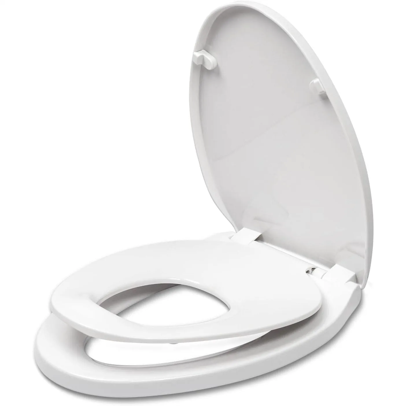 

Elongated Toilet Seat with Slow Close, 2-in-1 Child Seat, Quick Release, Easy Clean, Thickened PP, White