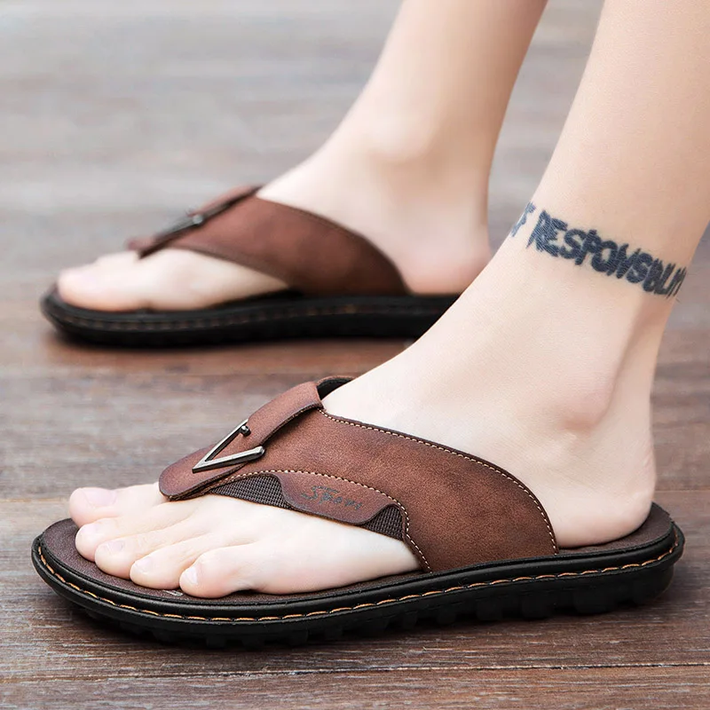 Flip-Flops Summer Classic High-Quality Fashion Soft-Sole Non-Slip Comfort Breathable Light Outdoor Men's Casual Walking Slippers image 3