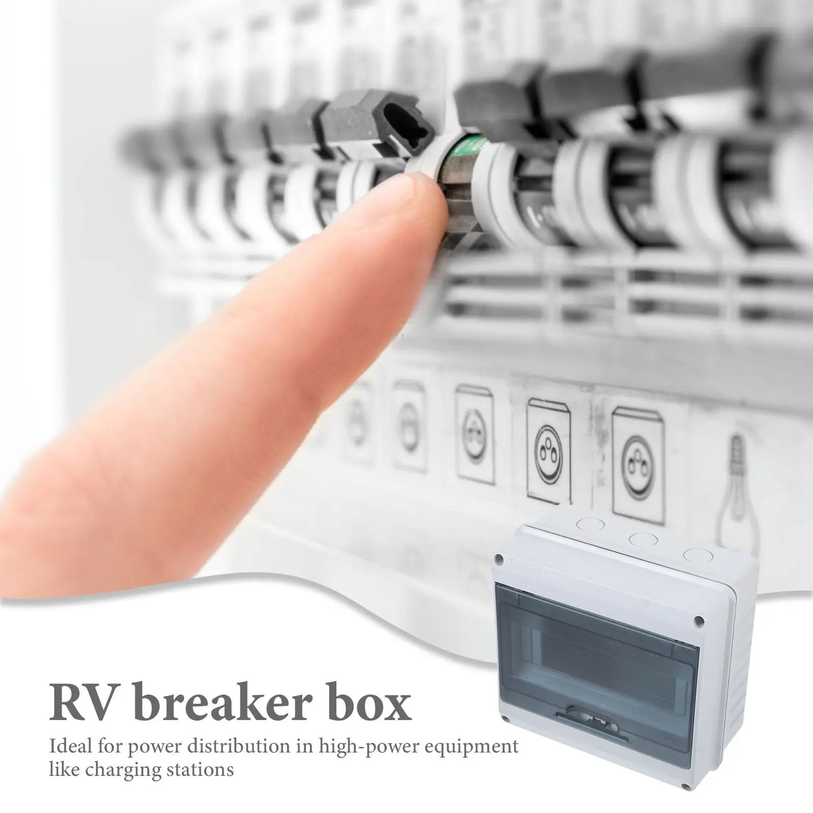 IP65 Waterproof Breaker Box 8-Way Distribution Protection Enclosure for Outdoor Electrical Power Supply Safety Circuit Breaker
