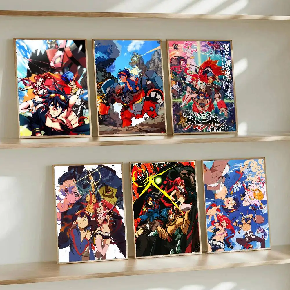 Tengen Toppa Gurren Lagann Posters Living Room Bar Cafe Quality Canvas Vintage Style Comics Painting Art Home Wall Decor Picture