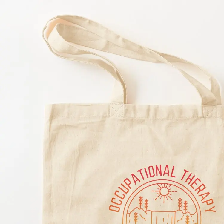 حقيبة حمل العلاج المهني، حقيبة حمل، حقيبة قماش مخصصة، كيس صب أكياس التسوق النسائية القابلة للطي