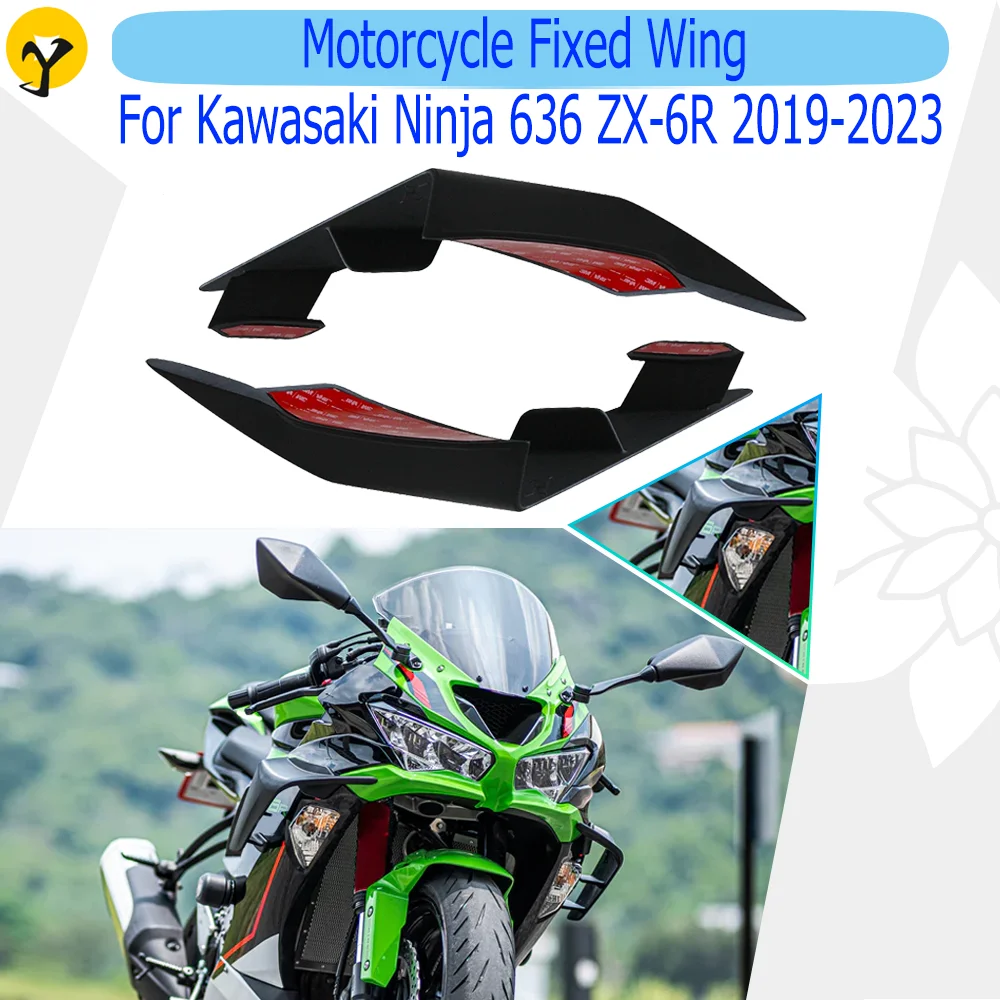 

For Kawasaki Ninja 636 ZX-6R 2019 2020 2021 2022 2023 Fixed Winglet Motorbike Aerodynamic Side Wing Spoilers Fairing Accessories