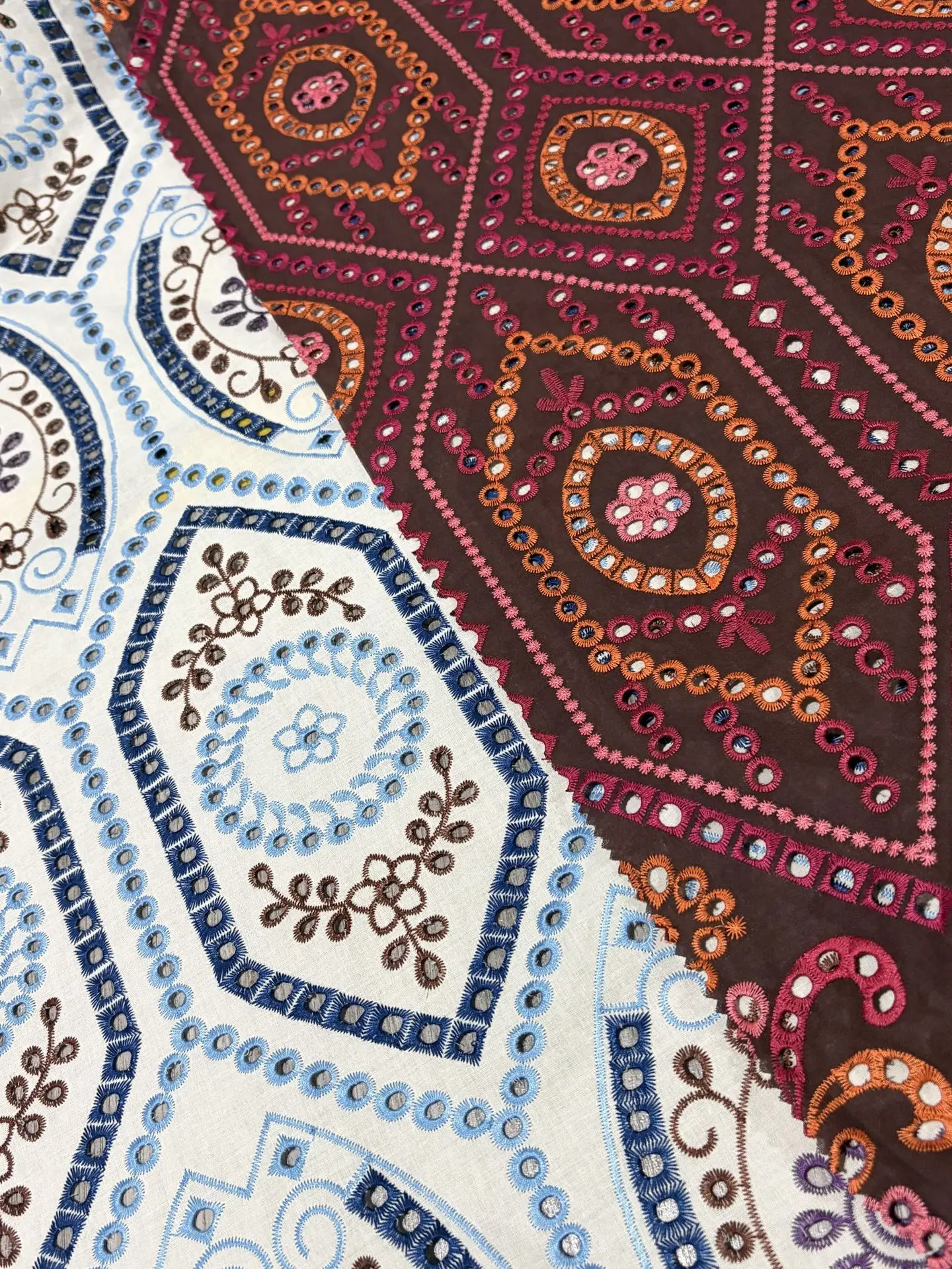 

New 100% cotton hollow-out embroidered fabric, Bohemian ethnic style embroidered fabric, for clothing, handmade sewing fabric