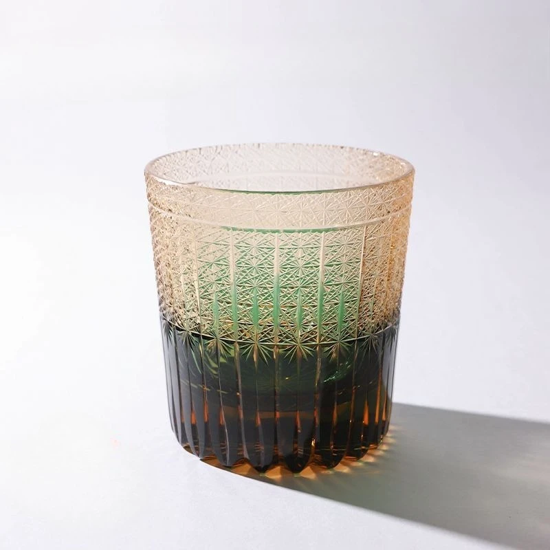 

Amber green, hand-carved crystal glass, foreign wine glass.