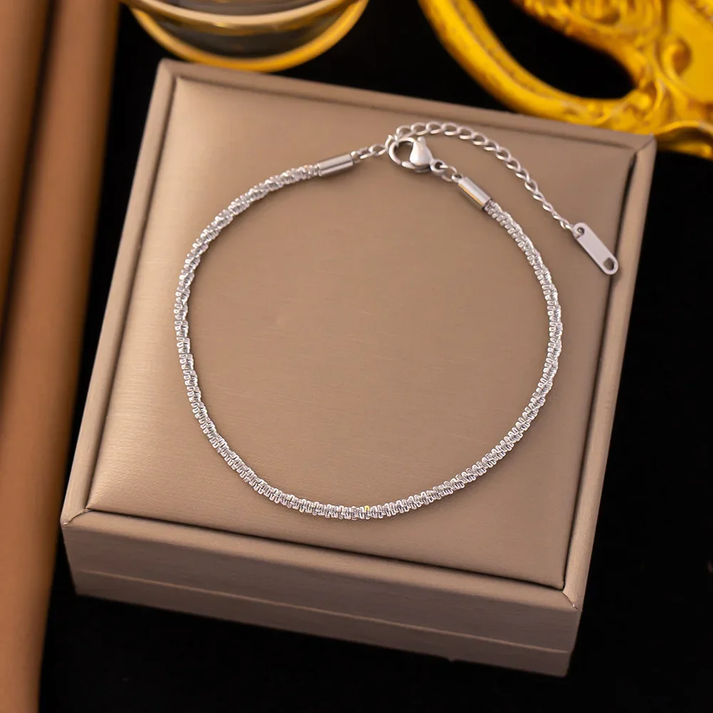 Stainless Steel Blinking Chain Bracelet For Women Girls Gold Color Minimalism Hand Chain New Trendy Wedding Party Jewelry Gifts