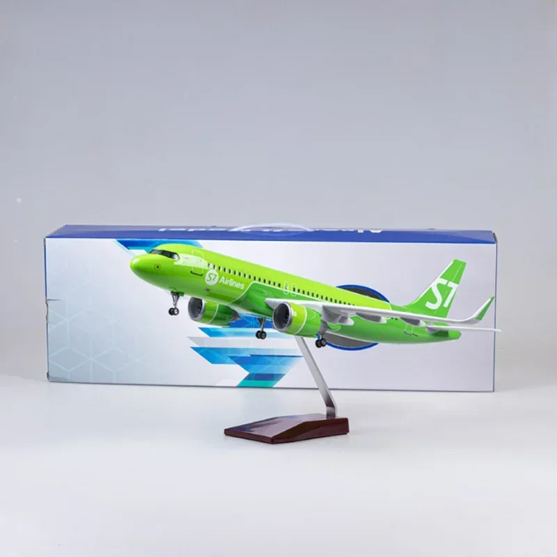 New 47CM 1/80 Airplane A320NEO A320 NEO Siberia S7 Airlines Model Toy Light & Wheel Landing Gear Diecast Resin Plane Model Decor