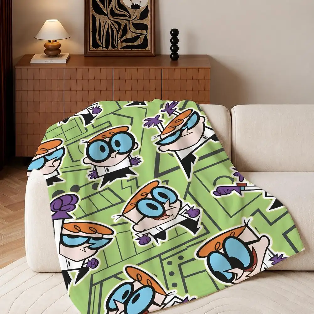 Anime Dexter's Laboratory Throw Plush Flannel Throw Blanket, Sofa Bed Travel Picnic Home Textile Decor