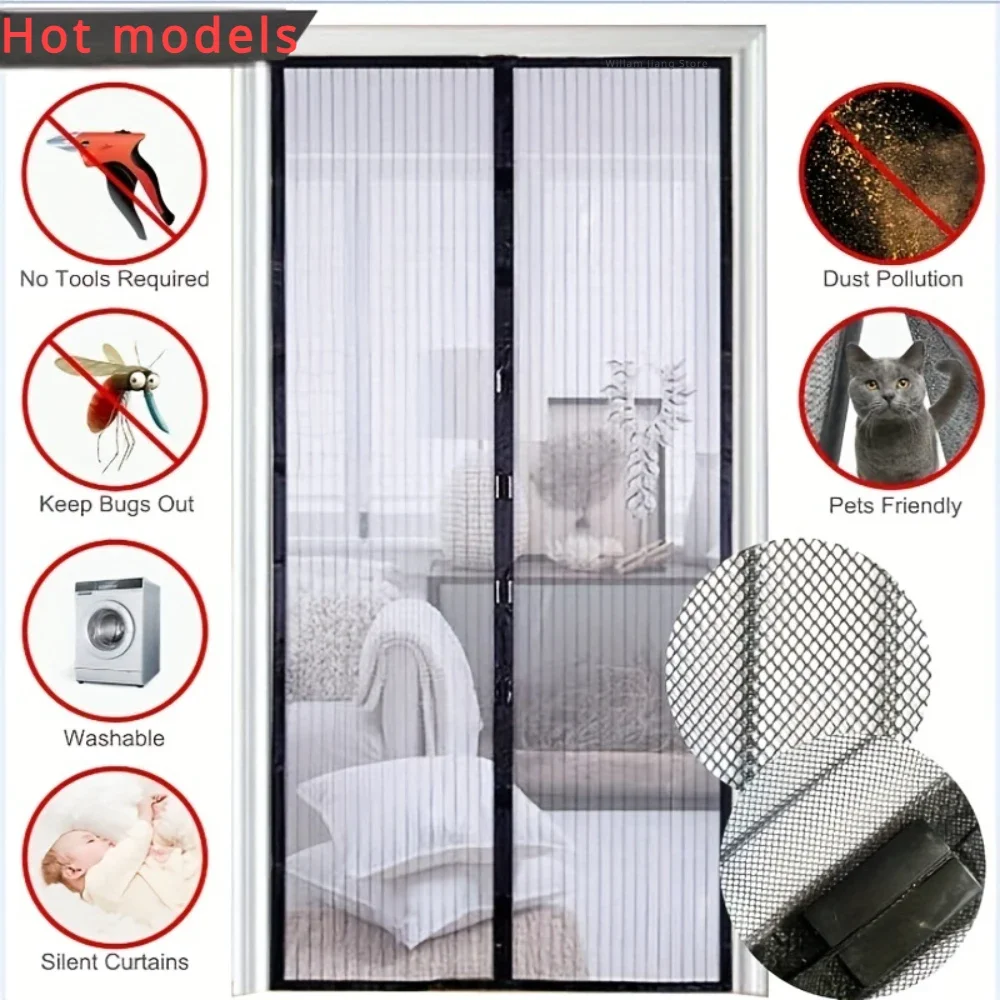 Magnetic Screen Door 80/90/100 Cms Window Curtains Magnetic Mosquito Net Automatic Closing Curtain Shades Home Textile Garden